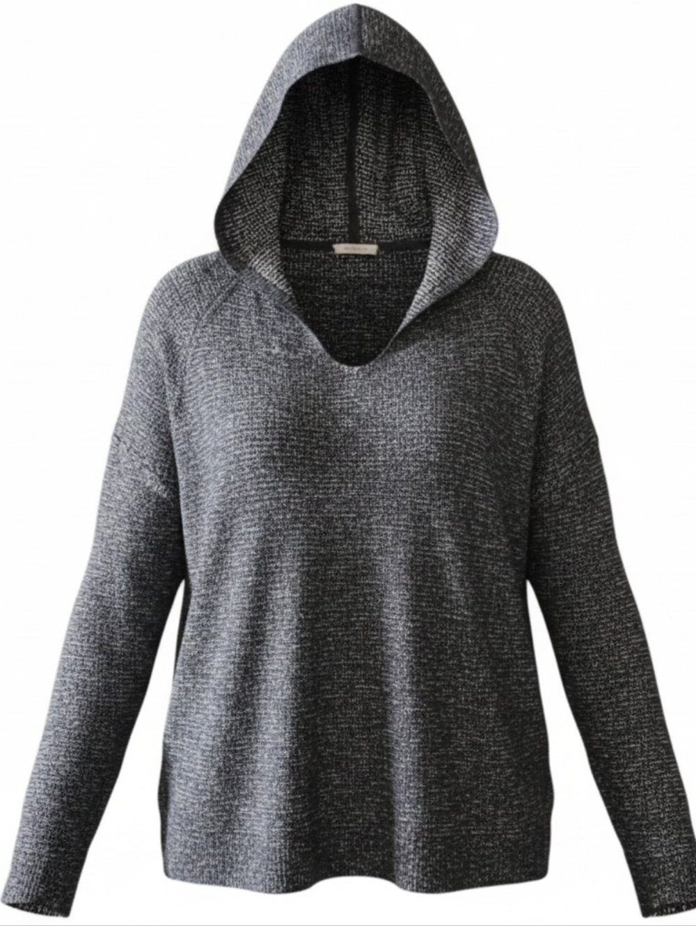 EILEEN FISHER | Linen Organic Cotton Beachy Charcoal Pullover Hoodie Sweater | M